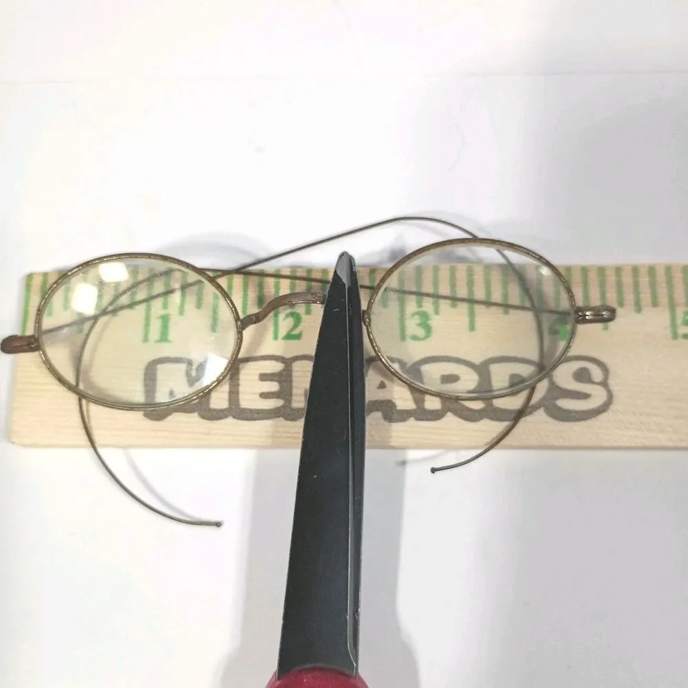 Antique Oval Wire Frame Reading Glasses Ear Hook Glass Lenses Vintage Spectacles